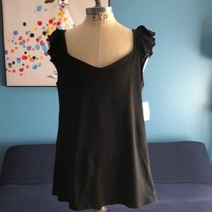 Eyelet Ruffle Sleeve Tank